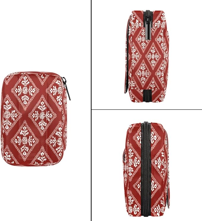 Boho Plaid Pattern Pill Case Everyday Travel, 7 Day Weekly Medicine Pill Box Compact Portable Pills Bottle Organizer with Zipper for Daily Vitamin Medicine Holder Bottle Organizers Bag
