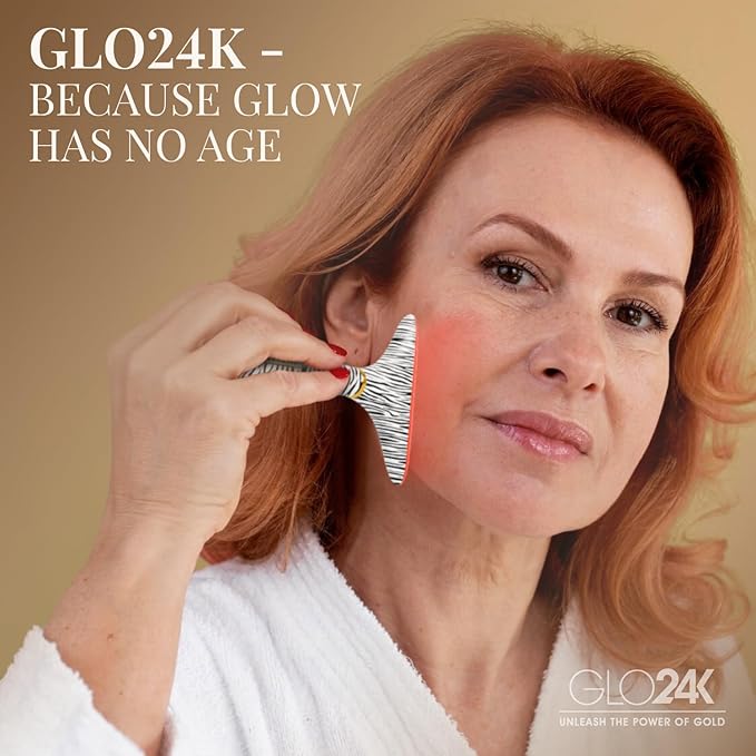 GLO24K Red Light for Face & Neck Beauty Device - 7 in 1 Facial Massager Tool and Neck Care Device for Neckline Care, Face and Neck Massager for Women