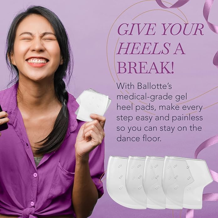 Ballotte Premium Silicone Heel Protectors for Shoes, Gel Heel Cups & Cushion Inserts for Women & Men, Cushioned Sole Cups for Plantar Fasciitis for Cracked Footbed Relief & Blister Prevention