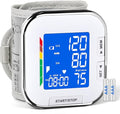 Blood Pressure Monitor Adjustable Wrist Cuff LCD Backlit Display BP Machine for Home Use Stores Up to 60 Readings Batteries Included with Carrying Case, White