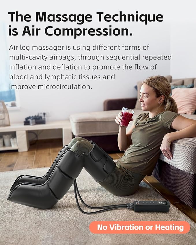 SHINE WELL Leg Compression Massager for Circulation and Pain Relief, Full Leg Massager for Swelling, with 3 Modes 3 Intensities 3 Timing Options, Gift for Dad Mom