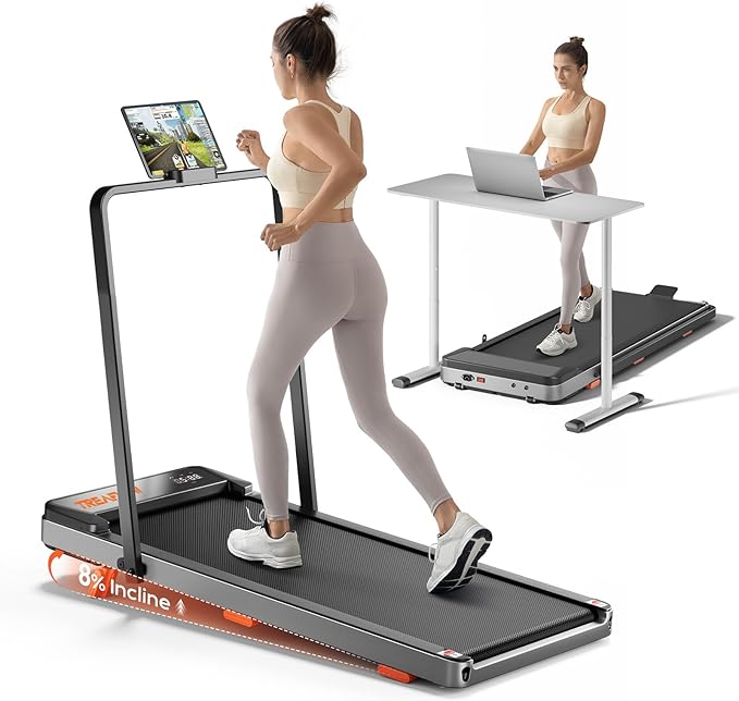 Walking Pad,Treadmill with Incline for Home Office, 2.5HP Portable Under Desk Treadmill with 265 Lbs Capacity,Remote Control, Led Display