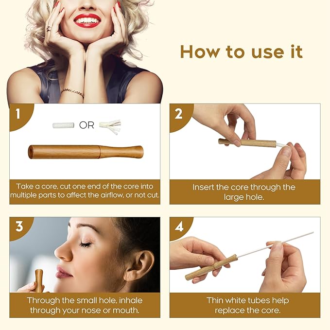 "STAY STOKED" Wooden Inhaler Upgraded with Extracts of Multiple Herbal extracts, Improving Breathing and Oral Air Freshening, Inhaler for Oral Support Habit Replacement-0306