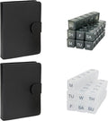 e-Pill 5 Times a Day x 7 Day Large Weekly Pill Organizer, Vitamin and Medicine Pill Box - with Discreet Case (2-Pack (Clear & Black))