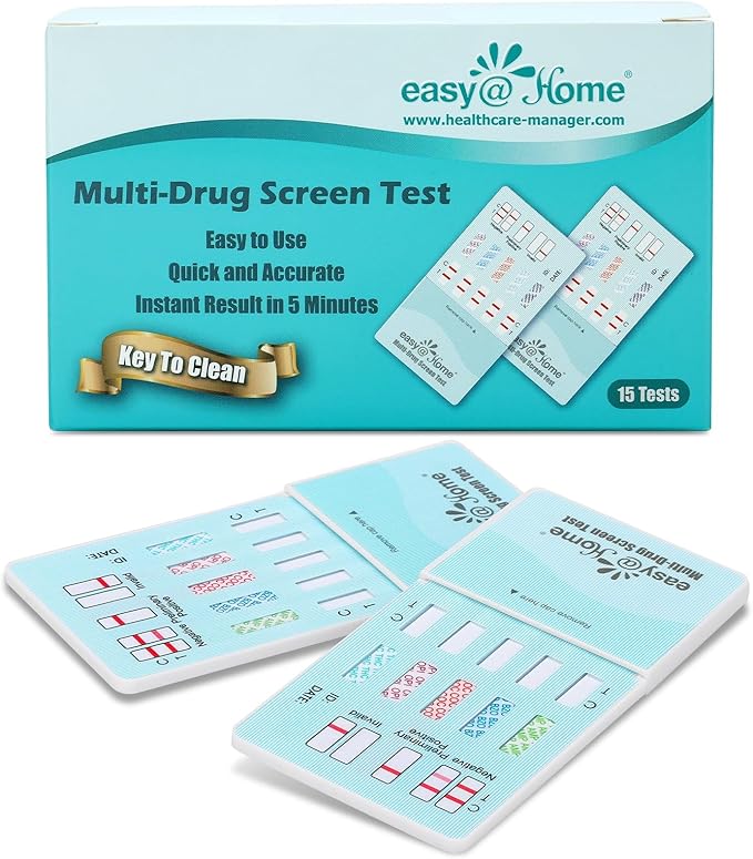 Easy@Home 5 Panel Urine Drug Test Kit [15 Pack] - THC/Marijuana, Cocaine, OPI, AMP, BZO All Drugs Testing Strips in One Kit - Home Use Drug Detox Tests with Results in 5 Mins #EDOAP-754