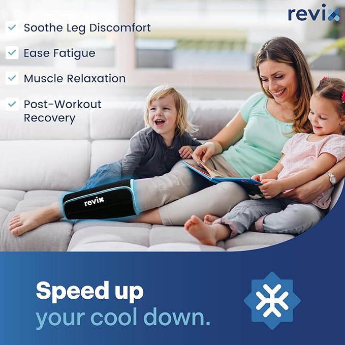 REVIX Shin Ice Pack Reusable Leg Ice Pack Wrap Cold Therapy Compression Sleeve for Calf, Elbow, Arm and Knee Discomfort Recovery and Support, 360° Full Coverage