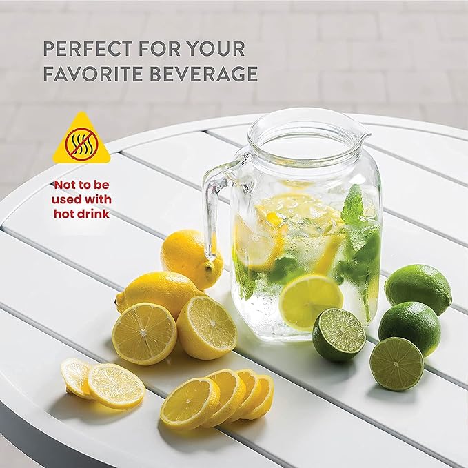 Bormioli Rocco Hermetic Seal Pitcher With Lid and Spout [68 Ounce] for Homemade Juice & Iced Tea or for Glass Milk Bottles, Clear