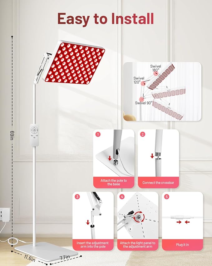 SUXIO Red Light Therapy for Face & Body, 165 Red LED Therapy Lamp, Red Light Therapy Panel with Remote, Deep 660nm - 820nm Near Infrared Light Therapy for Body