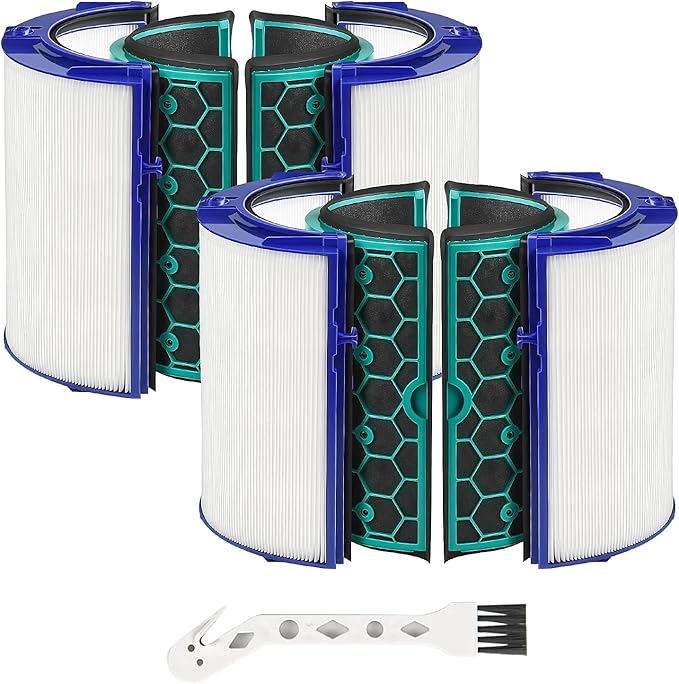 2 PACK TP04 Replacement Filter Compatible with Dyson HP04 DP04 TP05 DP05 Air Purifier Sealed Two Stage Pure Cool Fan Combi 360° Glass HEPA Filter & Activated Carbon Filter, #969048-01