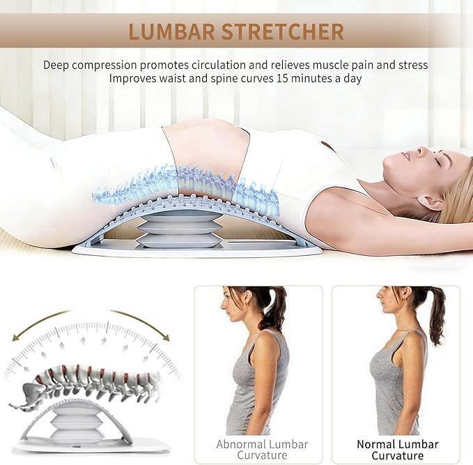 Back Stretcher with Manual Airbag – Lower Back Pain Relief, Adjustable Lumbar Support Board, Effortless Airbag.