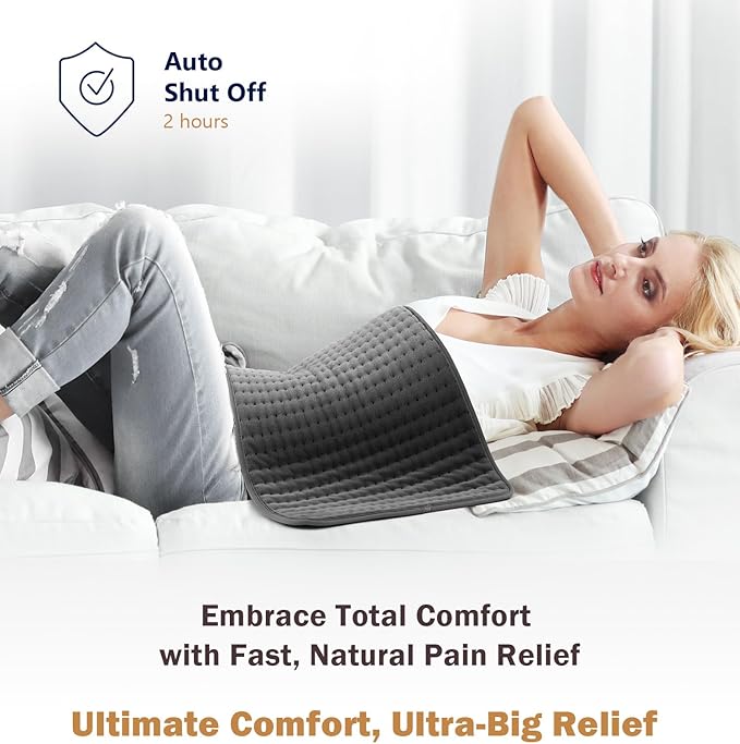Extra Large Microplush Heating Pad for Back Neck Shoulder Pain Cramps Relief - Gifts for Women Men Mom Dad, Mothers Day Fathers Day Christmas Birthday Gifts - 6 Heat Settings, Auto-Off - 17"x33"