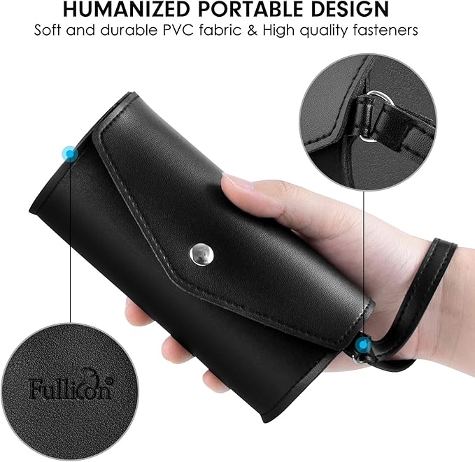 Fullicon PU Case Weekly Pill Box Organiser 2 Times A Day, Travel 7 Day Pill Boxes, Portable Tablet Organiser with Large Compartments for Medicine, Medication, Vitamin, Supplements(Black/Rainbow)