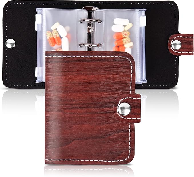 Pill Organizer,Pill Pouches Clear Plastic Pill Bags Self Sealing Travel Medicine Organizer Storage(1-Light Brown)