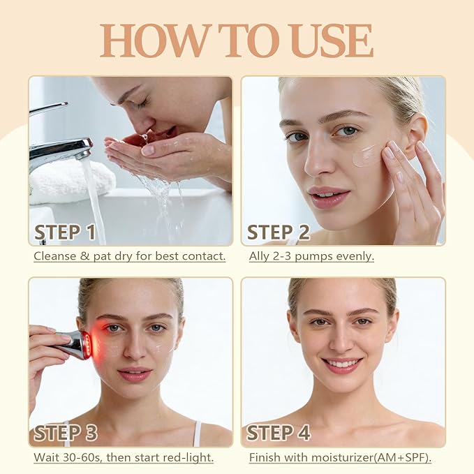 Red Light Therapy Activation Serum for Face– Firming & Hydrating Facial Serum for LED Red Light Devices and Microcurrent Facial Device – Anti-Aging Green Tea Serum with Niacinamide,Multi Peptides
