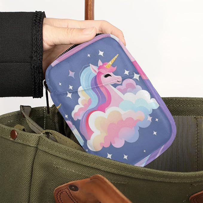Cute Unicorn Prints Travel Pill Organizer Bag Portable Weekly Pill Box Travel Medicine Organizer 7 Day Pill Case with Zipper for Daily Travel Family Business