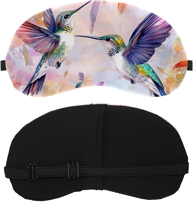 2 Pack Sleep Eye Mask for Women Men, Soft Breathable Eye Cove No Pressure Blackout Night Blindfold for Sleeping Light Blocking with Adjustable Strap, Hummingbirds Sunflower Butterfly