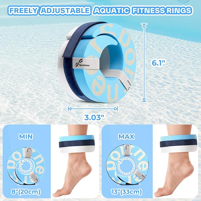 Foam Aquatic Cuffs Exercise Equipment: Sportneer Water Aerobics Float Ring with Adjustable Webbing Pool Exercise Workout Set Water Ankle Ring