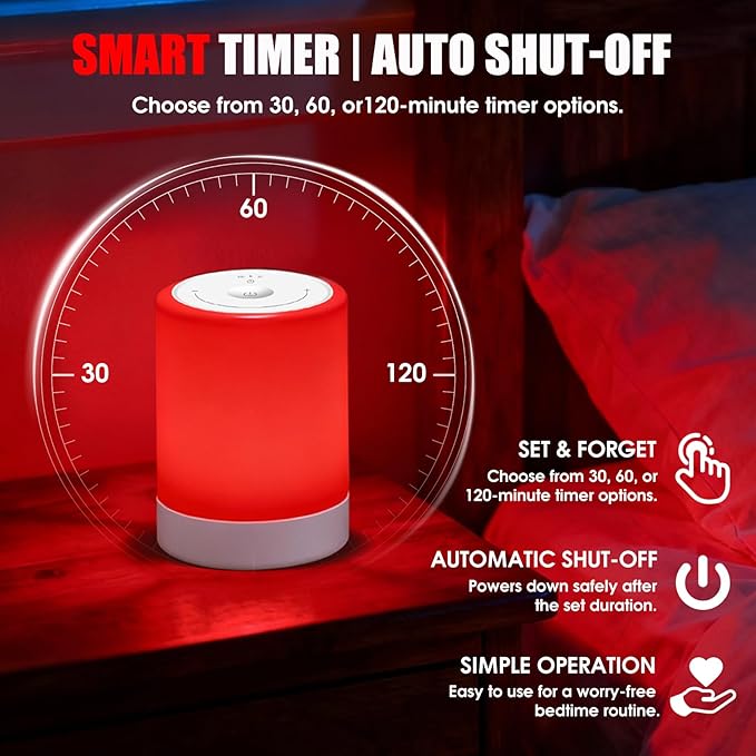 Red Light Therapy Sleep, Red Night Lights With 670nm Wavelength, Touch Control with 3 Distinct Color Modes, For Support Deep Relaxation and Improve Sleeping for Adult & Kid Bedroom, Gift