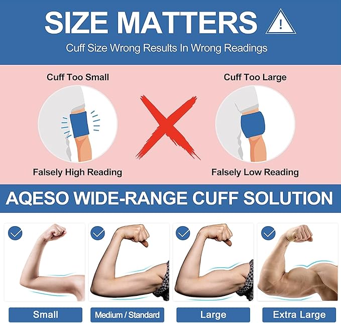 Full-Size Blood Pressure Replacement Cuffs - 5.9-9.5 & 9-21 Inches, Fit Small Medium Large XL XLarge Extra Large Big Arms, 6 Sizes of Connectors Compatible with Omron or Other Brands (Cuffs Only)