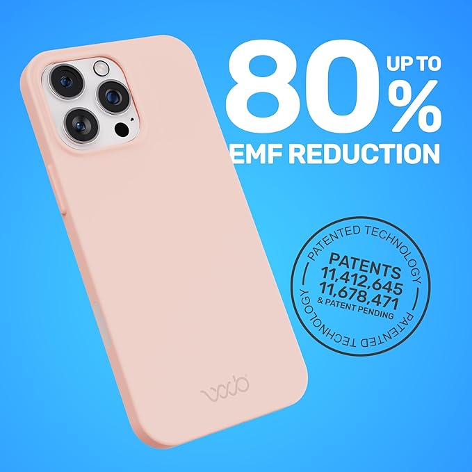 WAVEBLOCK EMF Protection Silicone iPhone Case Compatible with iPhone 16 Pro Max, Radiation Blocker, 5G Shield Reduction, Lightweight, USA Patented and Tested in FCC Lab, Pink