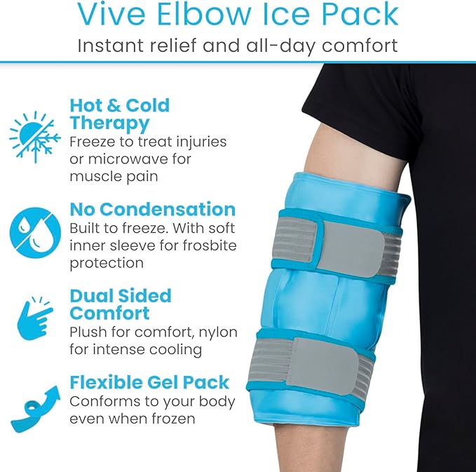 Arctic Flex Elbow Ice Pack Wrap for Tendonitis & Tennis Elbow - Reusable Hot & Cold Brace Sleeve for Women & Men - Gel Ice Pack for Golfer's Elbow, Bursitis, Swelling & Post-Surgery Recovery