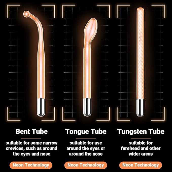 High Frequency Facial Wand - UUPAS Portable High Frequency Facial Machine with 6 Pcs Different Tubes（Orange & Purple）