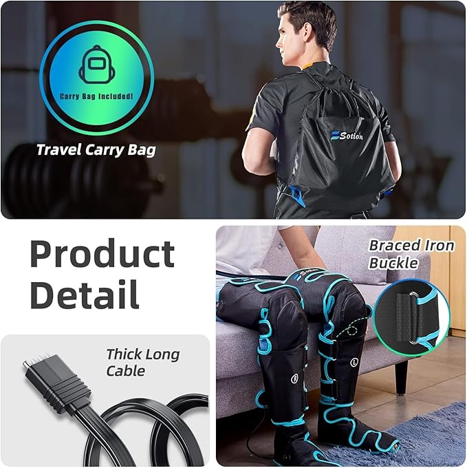 Leg Massager with Air Compression & Heat, Calf & Foot Massager for Circulation and Pain, Compression Boots with Video Wearing Guide, Update Controller with 6 Modes & 3 Heating Levels, Gift for Mom