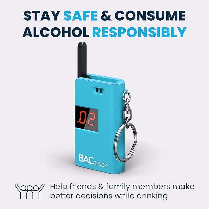 BACtrack Keychain Breathalyzer - Blue (2 Pack) | Ultra-Portable Pocket Keyring Alcohol Tester for Personal Use