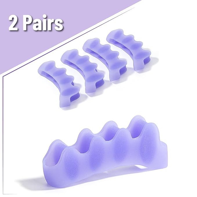 Dr. JK- ToePal Gel Toe Separators, 2 Pairs, Purple Bunion Toe Spacers, Toe Straightener, Toe Stretcher, Toe Corrector for Women and Men, Bunion Corrector, Silicone Toe Spacer