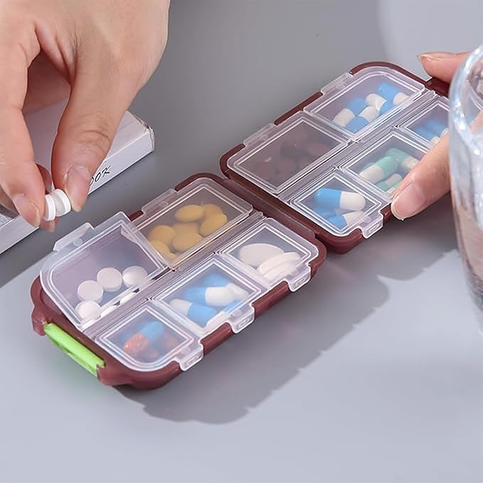 INVODA 7-Day Pill Organizer with Medicine Labels Travel Pill Case Compact, Portable Medication Organizer for Daily Use (3.7 x 2.4 x 1.18 Inches)