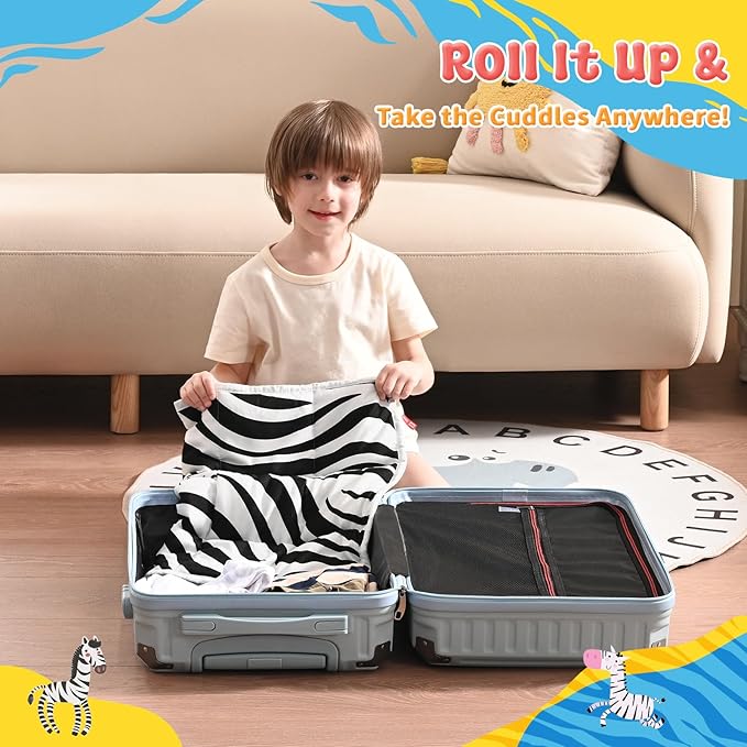 anfie Weighted Lap Pad 2 Pounds, Weighted Blanket Kids(20"*30") Cooling Blanket for Sleeping,Weighted Throw Blanket for Travel Indoor Outdoor (White Zebra)