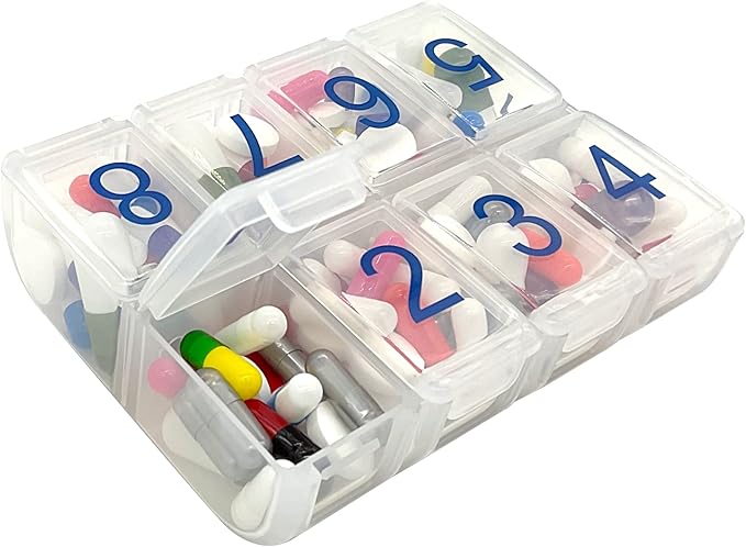 e-Pill 8 Times a Day x 7 Day Large Weekly Pill Organizer, Vitamin, and Medicine Box (Clear)