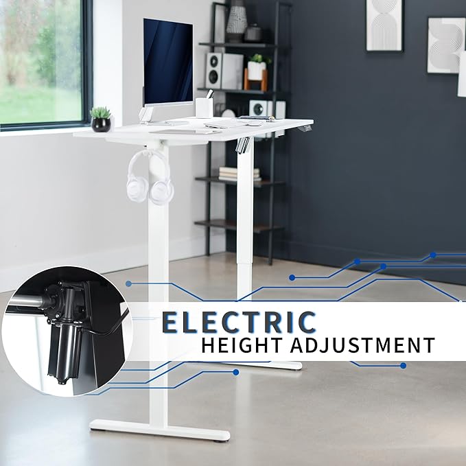 VIVO Electric 55 x 24 in Standing Desk, Memory Height Adjustment, White Top White Frame, DESK-E155TW