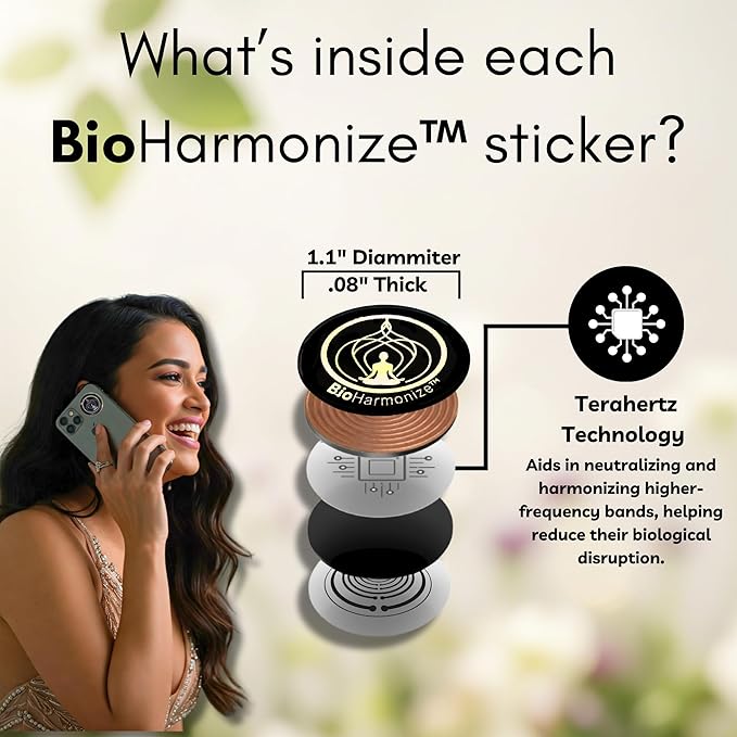 Phone EMF Harmonizing Stickers — Multifaceted Neutralizer with Patented Quantum Technology & Natural Minerals | Pack of 6