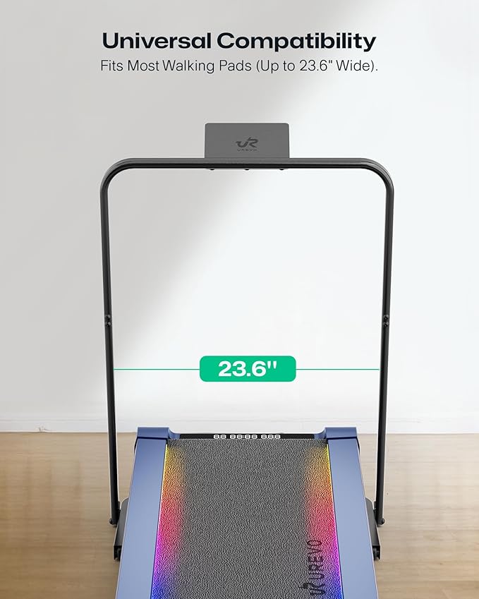 UREVO Walking Pad Handle Bar Only, Universal Compatible for Walking Pads 23.6'' Wide, Transform WalkingPad Into a Treadmill in Seconds, Easy Moving with Wheels, Quick Assembly, Sturdy Design, Black