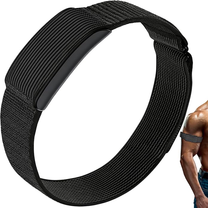 Yeahxing Band for Amazfit Helio Strap - Adjustable Nylon Bicep/Arm/Ankle 38cm Replacement Bands for Fitness Tracker, Secure Hook & Loop Design, Comfortable for Workout, Running, Yoga