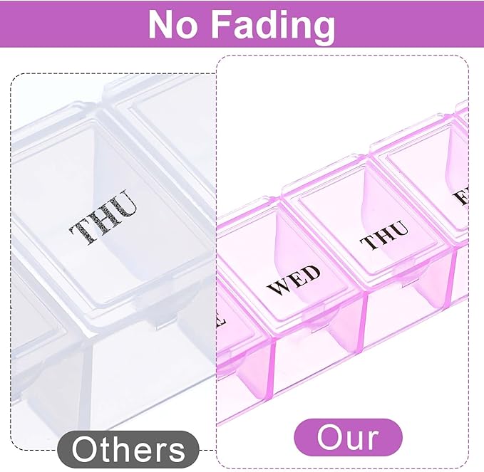 4 Pack Weekly Pill Organizer, Portable Pill Box 7 Day Pill Cases Travel Medicine Organizer for Vitamins, Supplements and Medications