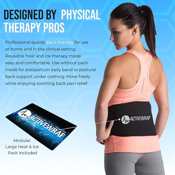 ActiveWrap Lower Back Ice Pack - Cold/Hot Therapy for Back Pain, Herniated & Degenerative Disc, Sciatica, Gel Pads for Lumbar, Tailbone, Swelling, Spasms, Stiffness, Lumbar Support - XX-Large