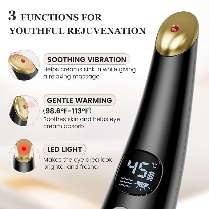 Eye Lift Wand, 3 Modes Eye Massager Wand, Eye Massager for Dry Eyes, Dark Circles and Puffiness, Eye Lifting Device for Fine Lines, Pink