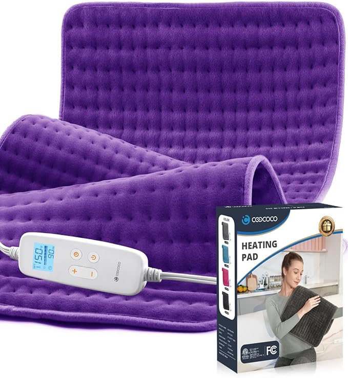 CooCoCo Large Electric Heating Pad for Back Pain & Cramps Relief, Birthday Gifts for Women Mom Wife Grandma, FSA Eligible Items, Auto Shut Off, Machine Washable, Heat Pad for Neck & Shoulder, Modena