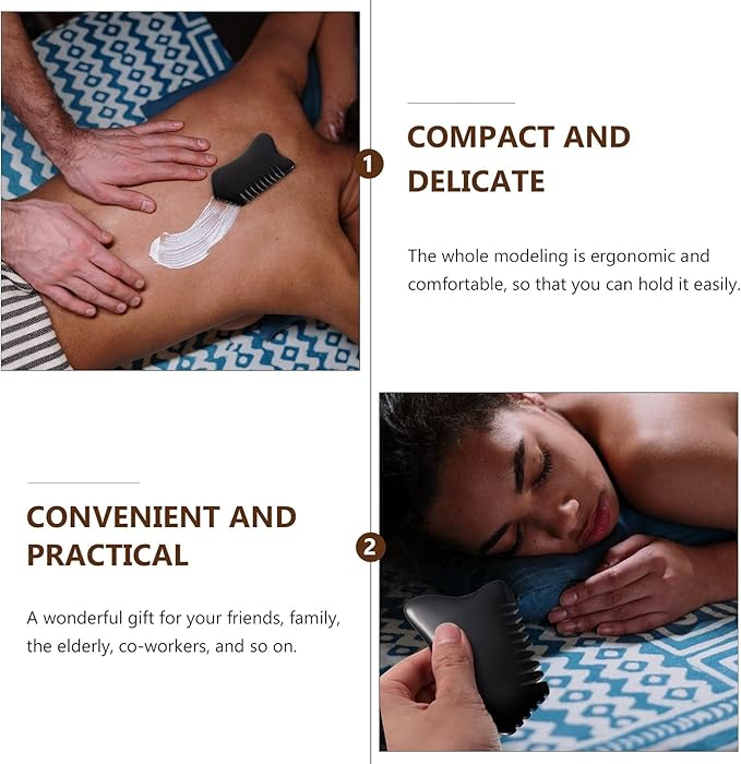 Healifty Multifunctional Scraping Massage Comb 3.5 Inch Ergonomic Jade Stone Guasha Tool for Face Neck Scalp and Body Relaxation Therapy