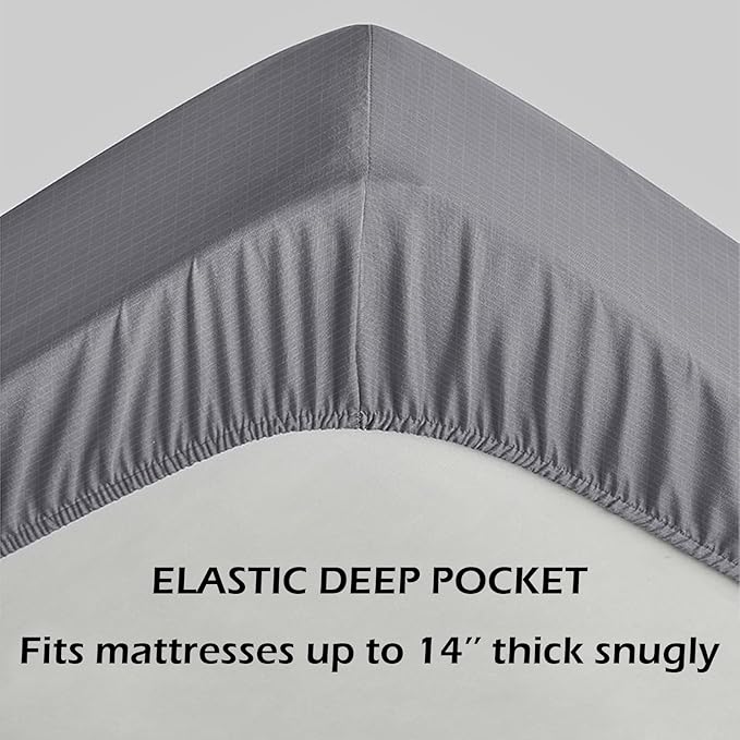 Grounding Sheets King Size Grounding Fitted Sheet with Cord, Natural Healthy Sleep Solution, Deep Pocket Grounding Bed Cover for Enhanced Well-Being(King,76x80x14in, Gray)