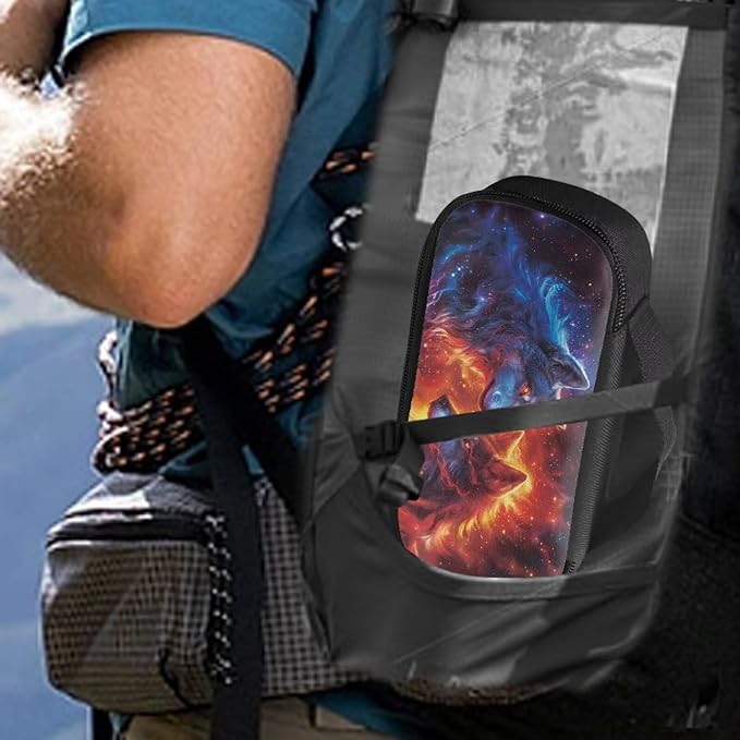 Fire Flame Wolf Insulin Travel Case Diabetic Medication Cooler Bag with Handle to Store Insulin Pen, Lancets, Needles, Glucose Meter, Tester Strips, Easy to Carry