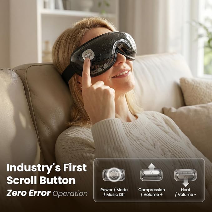 BOB AND BRAD Zero Pro Ultra-Quiet Eye Massager with Heat and Cooling, 35dB FSA Eligible HSA Lightweight Eye Massager with Scroll Button for Migraine, Dry Eyes, Eye Strain Relief, Gift for Women Men