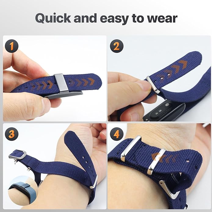 Nylon Replacement Strap Compatible with Hume Band - Breathable & Sweatproof Sport Loop for Hume Health Band - Metal Buckle & Loop Closure for Secure - Adjustable Wristband Strap for Fitness Tracker