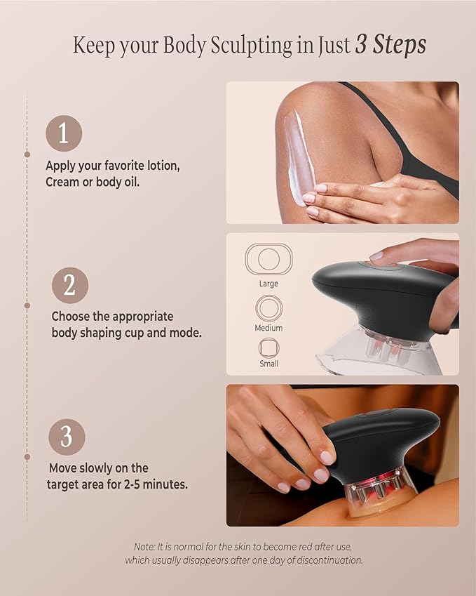 3-in-1 Body Sculpting Machine for Skin Appearance, Electric Body Massager for Legs Belly Stomach Arms, Home Use Body Sculptor Device with 3 Cups for Skin Firming