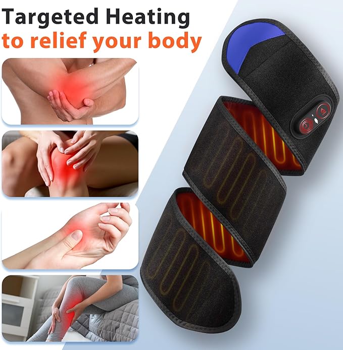 Cordless Heating Pad for Arm Elbow Wrist Leg Pain Relief, Red Light Knee Ankle Heating Pads, Heated Elbow Brace Wrap Heating Pad for Arm, Wrist, Ankle, Leg with 3 Heating Levels & Auto Shut-Off Timer