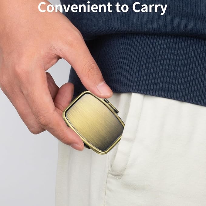 Small Pill Case,(2 Pack) 2 Compartment Pill Box with Mirror Portable Pill Box for Purse, Mini Pill Container Medicine Case for Vitamin, Cod Liver Oil, Supplement (Silver, Bronze)