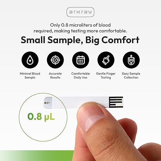ARKRAY GLUCOCARD Expression Glucose Test Strips - No Coding, 0.8 Microliter & Fast 6-Second Results - Compatible with GLUCOCARD Expression Blood Glucose Meter - 50 Count