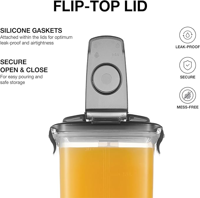 LocknLock Aqua Fridge Door Water Jug with Handle BPA Free Plastic Pitcher with Flip Top Lid Perfect for Making Teas and Juices, 3 Quarts, Gray